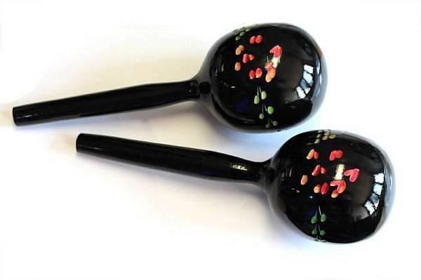 Roling's Maracas messicane in legno 30 cm - nere decorate