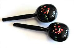 Roling's Maracas messicane in legno 30 cm - nere decorate