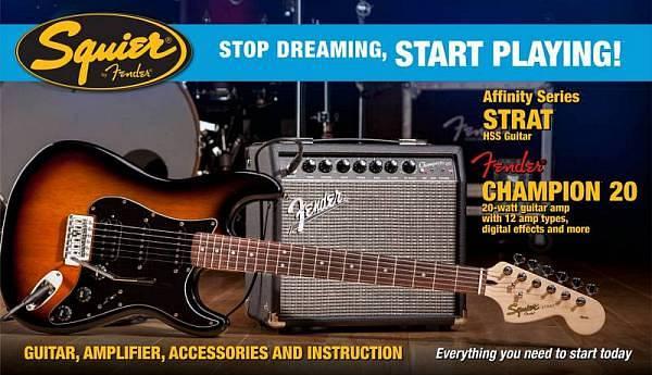 Squier by Fender Affinity Stratocaster HSS pack con Champion 20 - BSB Brown sunburst