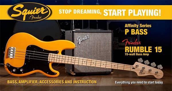 Squier by Fender Affinity Precision Bass Pack con Rumble 15 watt - BTB Butterscotch Blonde