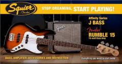 Squier by Fender Affinity Jazz Bass Pack con Rumble 15 watt - BSB Brown Sunburst
