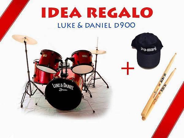 LUKE & DANIEL D900BR-BATTERIA ACUSTICA COMPLETA 5 PEZZI CON PIATTI, BACCHETTE VIC FIRTH 5A & CAP !