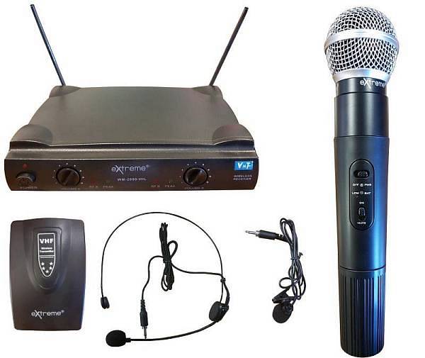 EXTREME WM2000-VHL DOPPIO RADIOMICROFONO VHF PALMARE E AD ARCHETTO