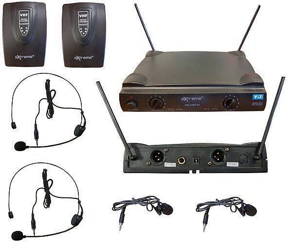 EXTREME WM2000-HL DOPPIO RADIOMICROFONO VHF AD ARCHETTO E LAVALIER + TRASMETTITORE  +  RICEVITORE