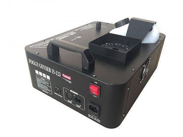 EXTREME FOGGY GEYSER 15-123 MACCHINA DEL FUMO 1500 WATT DMX 12 LED RGB 3 WATT CONTROLLO REMOTO