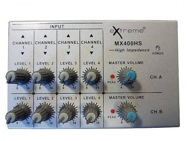 EXTREME MX400HS MINI MICRO MIXER STEREO 4 x 2 CANALI JACK + 2 OUT JACK TRS BILANCIATE