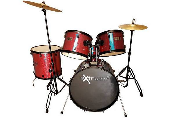 Extreme  D950RD BATTERIA ACUSTICA 5 PEZZI COLOR ROSSO GLITTER