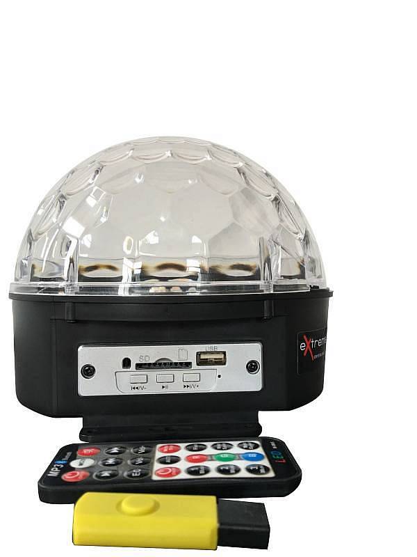 Extreme CRYSTAL BALL 91 EFFETTO LUCE LED MAGIC 9x1W MEZZA SFERA MP3 SD+USB TELECOMANDO