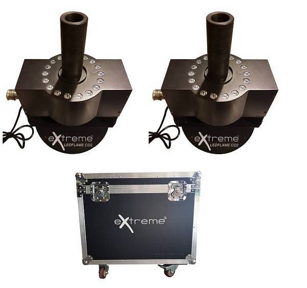Extreme LED FLAME CO2 COPPIA 2 CANNONI GEYSER + 2 TUBI CANNONE ALTA PRESSIONE + CASE