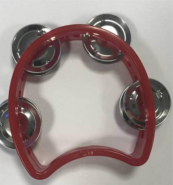 Extreme TW4 TAMBURELLO MEZZALUNA CEMBALO 4 PAIA DI PIATTINI IMPUGNATURA PROFESSIONALE COLORE ROSSO
