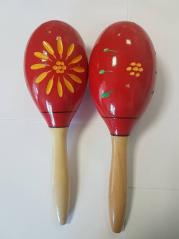Extreme  DP202M COPPIA DI MARACAS IN LEGNO CORPO UNICO CON DISEGNO COLORE ROSSO