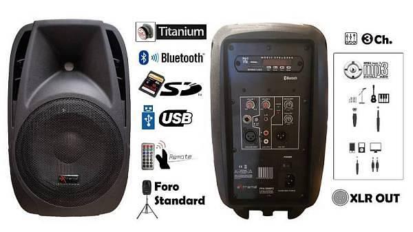 Extreme PPA108MP3 CASSA ATTIVA 2 VIE 400 WATT CLASSE AB WOOFER 8 TWEETER TITANIO 1 + LETTORE USB SD MP3 BLUETOOTH + MIXER 3 INGR