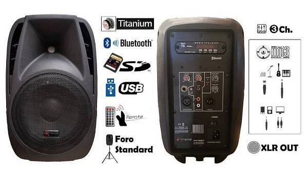 Extreme PPA108MP3 CASSA ATTIVA 2 VIE 400 WATT CLASSE AB WOOFER 8 TWEETER TITANIO 1 + LETTORE USB SD MP3 BLUETOOTH + MIXER 3 INGR