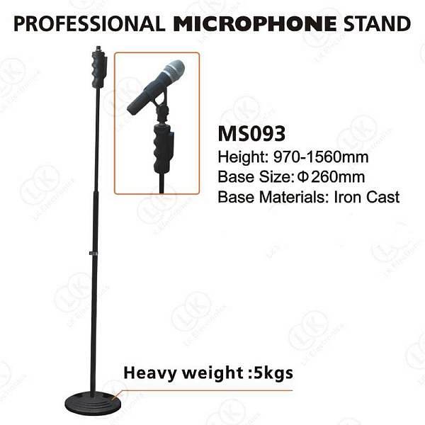Extreme  MS093 ASTA MICROFONO DRITTA BASE ROTONDA 5 KG IN FERRO PRESSOFUSO ONE HAND