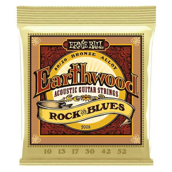 Ernie Ball 2008 Earthwood Rock & Blues con Sol Liscio 80/20 Bronze 10-52