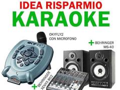 M Live OkyFly 2 IDEA RISPARMIO + microfono + mixer Behringer xenyx 802 + casse Behringer MS40