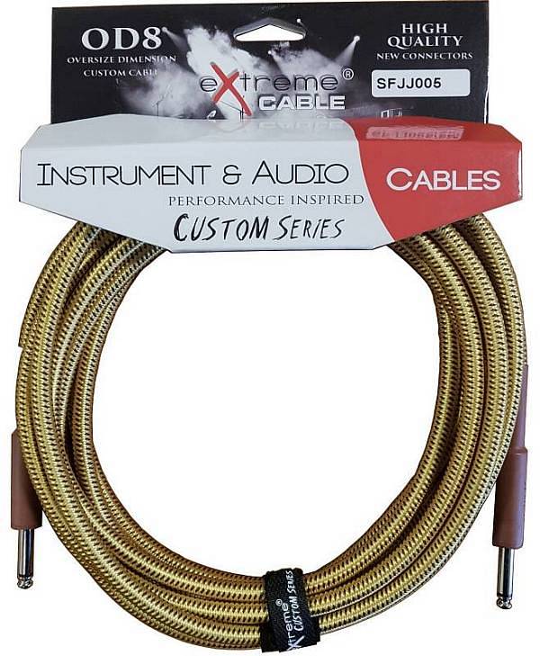 Extreme  SFJJ005/3M CAVO AUDIO JACK DRITTO COTONATO TWEED OD8 SERIE CUSTOM PER STRUMENTI LIVE STUDIO 3 METRI