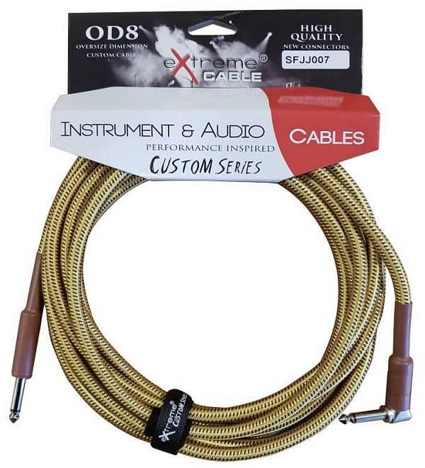 Extreme SFJJ007/5M CAVO AUDIO JACK DRITTO-ANGOLO COTONATO TWEED OD8 SERIE CUSTOM PER STRUMENTI LIVE & STUDIO 5 METRI