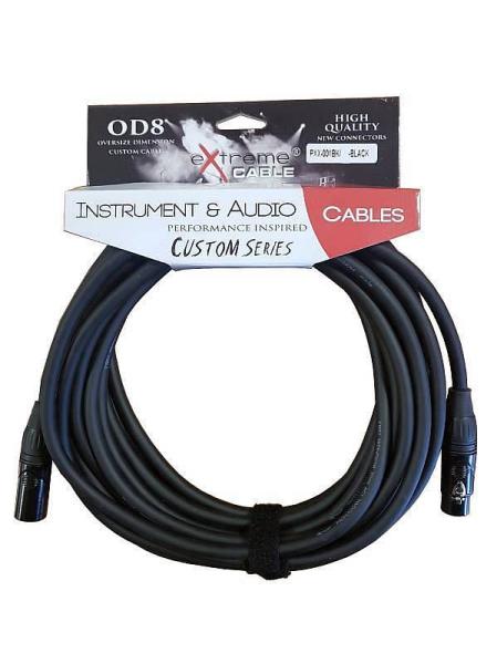 Extreme  PXX-001BK/3M-BLACK CAVO MICROFONICO BILANCIATO XLR-XLR OD8 SERIE CUSTOM PER LIVE & STUDIO 3 METRI ANELLI CONNETTORI NER