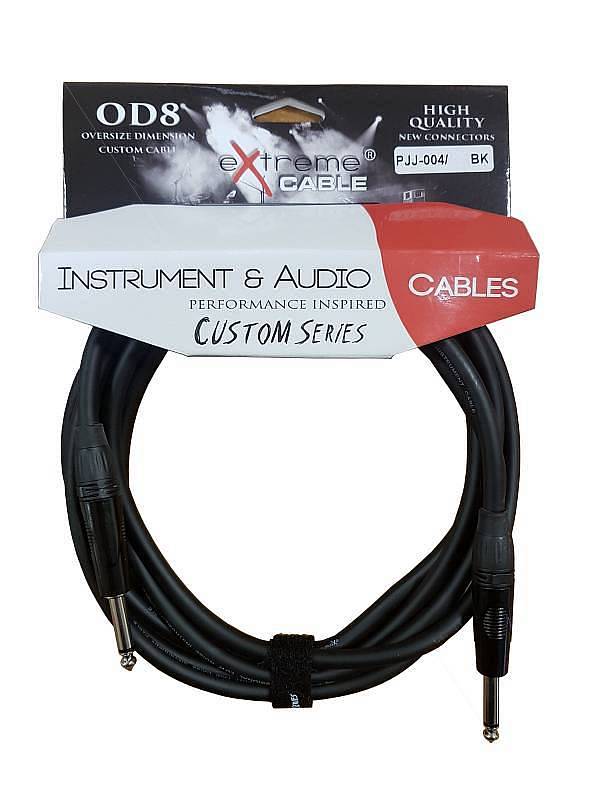 Extreme  PJJ-004/3M-BK BK CAVO AUDIO JACK PER STRUMENTI OD8 SERIE CUSTOM PER LIVE & STUDIO 3 METRI ANELLI CONNETTORI NERI