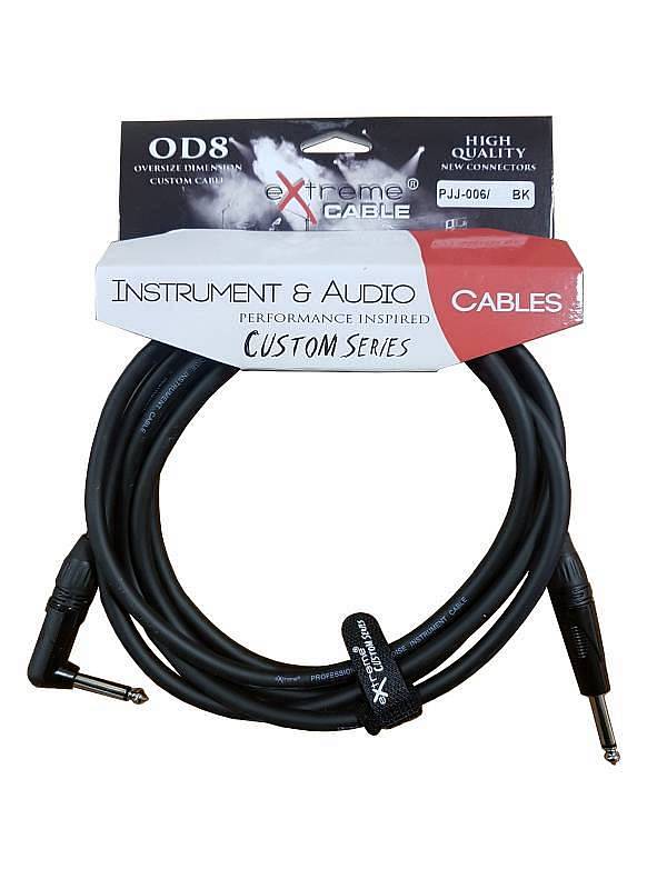 Extreme  PJJ-006/3M-BK BK CAVO AUDIO JACK PER STRUMENTI OD8 SERIE CUSTOM PER LIVE & STUDIO 3 METRI ANELLI CONNETTORI NERI