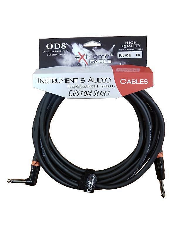 Extreme  PJJ-006/5M-BK OR CAVO AUDIO JACK PER STRUMENTI OD8 SERIE CUSTOM PER LIVE & STUDIO 5 METRI ANELLI CONNETTORI ARANCIONI
