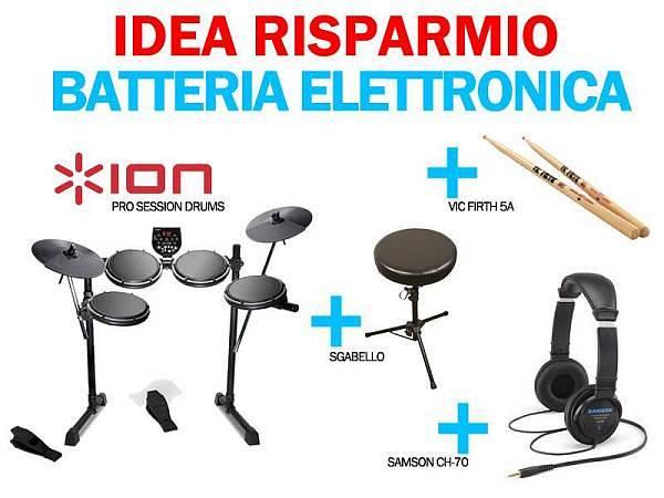 Ion Audio Pro Session Drums IDEA RISPARMIO + sgabello + bacchette vic firth + cuffie
