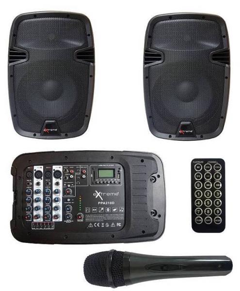 Extreme PPA210D - Sistema amplificazione attivo da 200 watt compreso di mixer e microfono