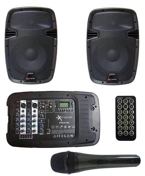 Extreme PPA210D - Sistema amplificazione attivo da 200 watt compreso di mixer e microfono
