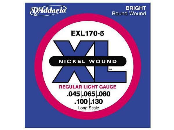 D'Addario EXL170-5 Nickel Round Wound - 45-130 - set di corde per basso elettrico cinque corde