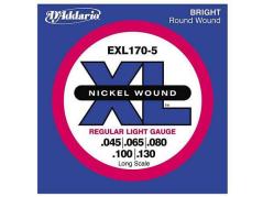D'Addario EXL170-5 Nickel Round Wound - 45-130 - set di corde per basso elettrico cinque corde