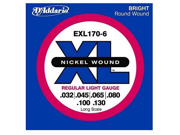 D'Addario EXL170-6 Nickel Round Wound - 32-130 - set di corde per basso elettrico sei corde