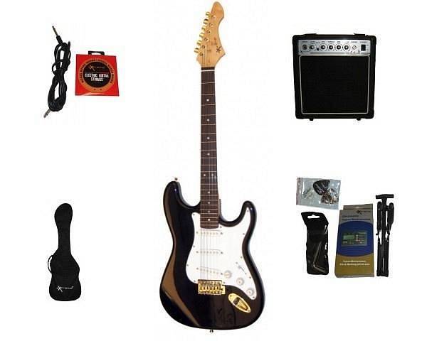 Extreme  EG110 KIT BK GUITARPACK BLACK CHITARRA + AMPLIFICATORE + CAVO + PLETTRI + CUSTODIA + CINTA