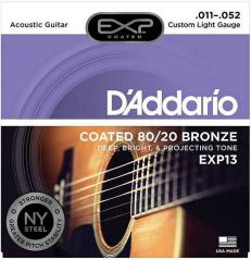 D'Addario EXP13 Coated 80/20 Bronze - corde per chitarra acustica Custom Light, 11-52