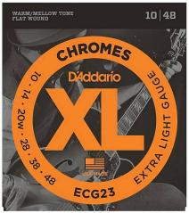 D'Addario ECG23 Chromes Flat Wound - corde per chitarra jazz Extra Light, 10-48