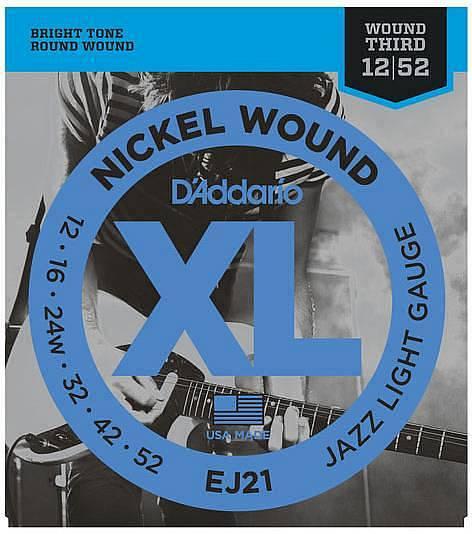 D'Addario EJ21 Nickel Wound - corde per chitarra elettrica Jazz Light, 12-52