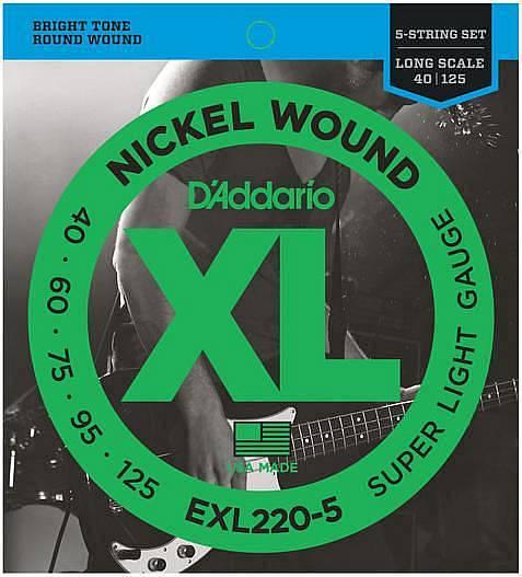 D'Addario EXL220-5 Nickel Wound - corde per basso 5 corde Super Light, 40-125