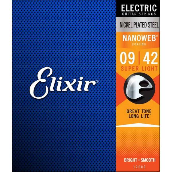 Elixir muta per chitarra elettrica Super Light 09-42 - Nanoweb Coating - 12002