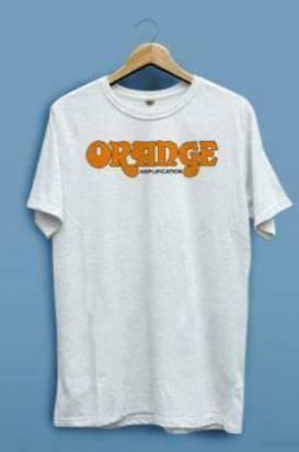 ORANGE WHITE T-SHIRT MENS LARGE - MAGLIETTA DA UOMO - L