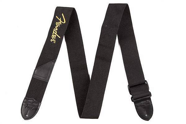 Fender Fender® Logo Strap, Black/Yellow Logo, 2"