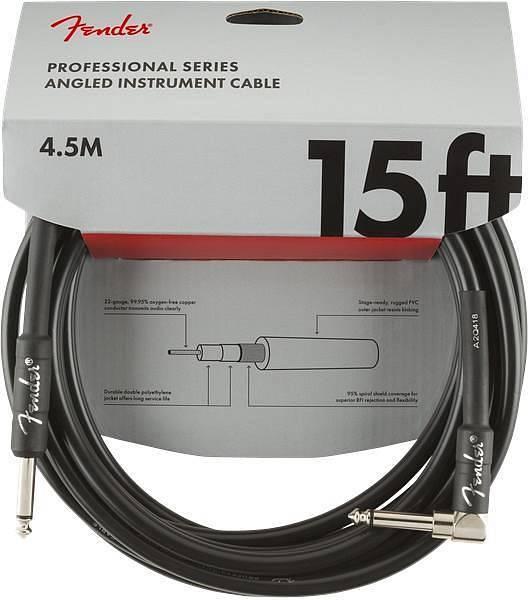 Fender Professional Series Instrument Cables Straight/Angle 15' Black - cavo 4,5 m