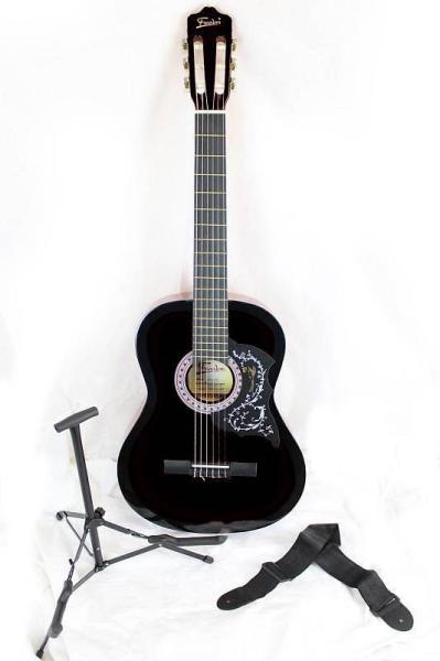 Freedom CHITARRA CLASSICA  NERA - KIT CON STAND E TRACOLLA