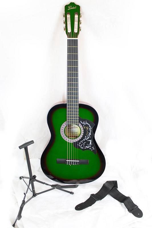 Freedom CHITARRA CLASSICA  VERDE - KIT CON STAND E TRACOLLA