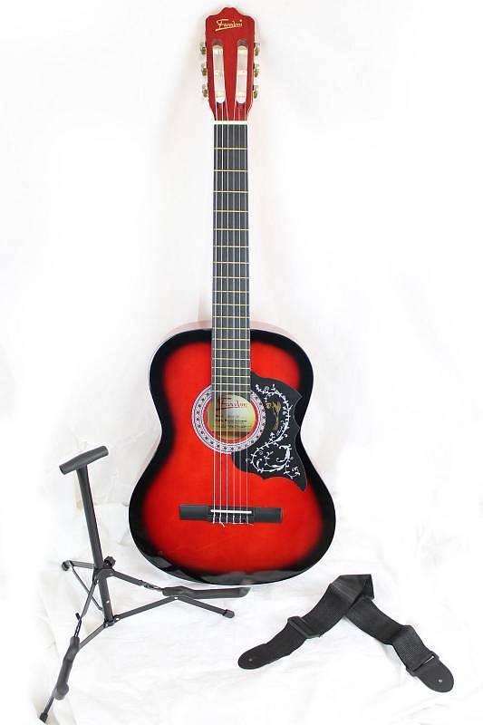 Freedom CHITARRA CLASSICA ROSSA - KIT CON STAND E TRACOLLA