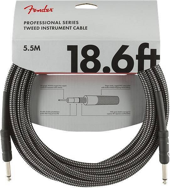 Fender Professional Series Instrument Cable, 18.6', Gray Tweed