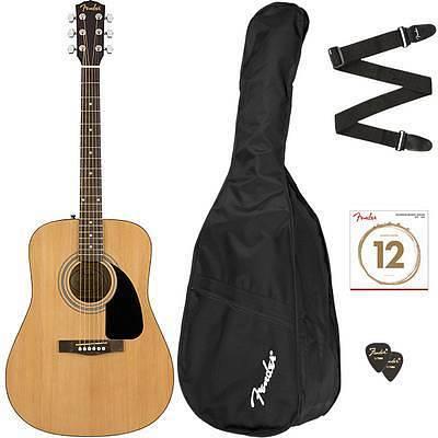 FENDER FA-115 Pack Natural - PACK CON CHITARRA ACUSTICA DREADNOUGHT NATURALE, BORSA, TRACOLLA, PLETTRI E LEZIONI ONLINE