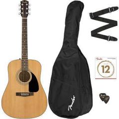 FENDER FA-115 Pack Natural - PACK CON CHITARRA ACUSTICA DREADNOUGHT NATURALE, BORSA, TRACOLLA, PLETTRI E LEZIONI ONLINE