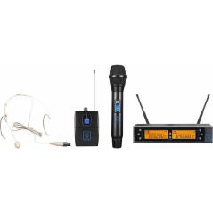 OQAN QWM-2 Dual Combo doppio radiomicrofono a mano e archetto UHF 863-865 Mhz