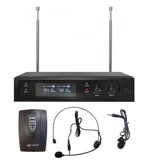 Extreme WM1000-HL RADIOMICROFONO VHF AD ARCHETTO E LAVALIER + TRASMETTITORE BODYPACK + RICEVITORE TRUE DIVERSITY CON DISPLAY LC
