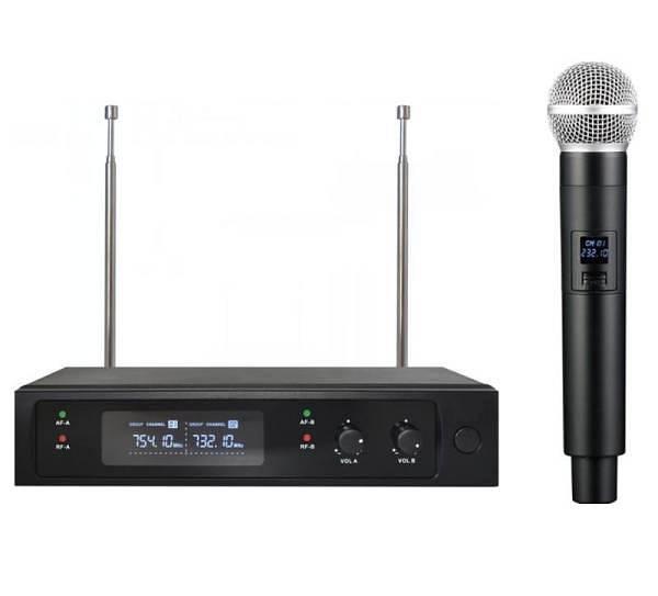 Extreme WM1000D-V RADIOMICROFONO VHF PALMARE CAPSULA DINAMICA TRASMETTITORE + RICEVITORE TRUE DIVERSITY CON DISPLAY LCD